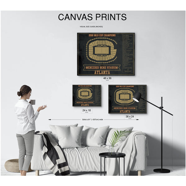 Atlanta United FC - Mercedes-Benz Stadium Print displayed on a wall