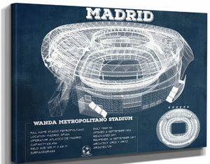 14" x 11" / Stretched Canvas Wrap Cutler West Atlético Madrid FC Wanda Metropolitano Stadium Soccer Print