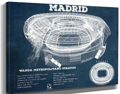 14" x 11" / Stretched Canvas Wrap Cutler West Atlético Madrid FC Wanda Metropolitano Stadium Soccer Print