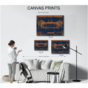 Auburn Tigers Jordan Hare Stadium Print displayed on a wall