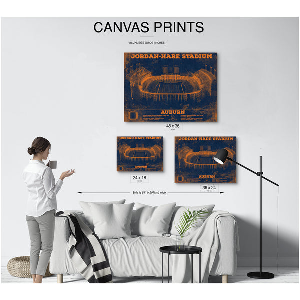 Auburn Tigers Jordan Hare Stadium Print displayed on a wall