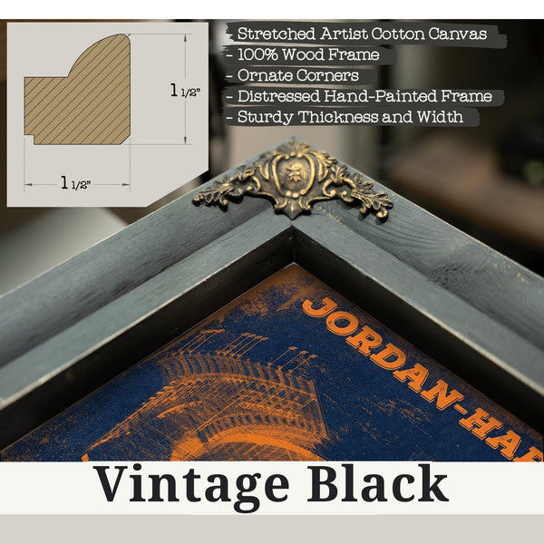 Vintage Black frame corner detail, 1.5 inch ornate wood moulding, Auburn Tigers Jordan Hare Stadium Print