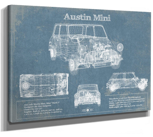 14" x 11" / Stretched Canvas Wrap Cutler West Austin Mini Blueprint Vintage Auto Print