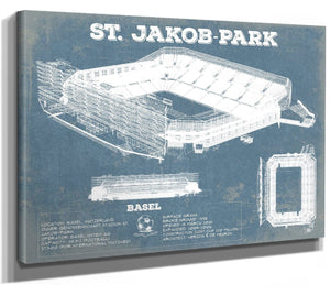 14" x 11" / Stretched Canvas Wrap Cutler West Basel Football Club St. Jakob Park Soccer Print