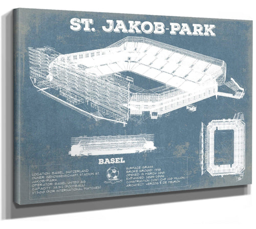14" x 11" / Stretched Canvas Wrap Cutler West Basel Football Club St. Jakob Park Soccer Print