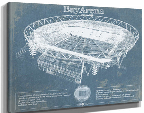 14" x 11" / Stretched Canvas Wrap Cutler West BayArena Bayer Football Soccer Stadium Print