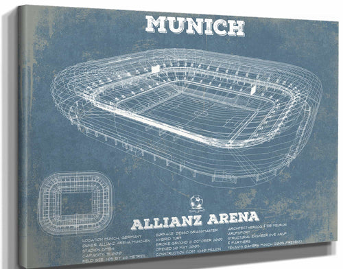 14" x 11" / Stretched Canvas Wrap Cutler West Bayern Munich FC Vintage Allianz Arena Soccer Print