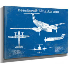 Beechcraft Super King Air Model 200 and 300 Series Print as a stretched canvas wrap with gallery wrapped edges