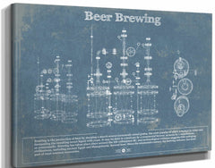14" x 11" / Stretched Canvas Wrap Cutler West Beer Brewing Blueprint Original Wall Art