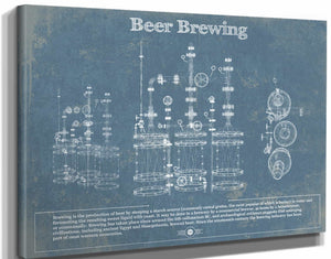14" x 11" / Stretched Canvas Wrap Cutler West Beer Brewing Blueprint Original Wall Art
