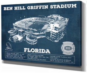 14" x 11" / Stretched Canvas Wrap Cutler West Ben Hill Griffin Stadium Art - University of Florida Gators Vintage Stadium Art Print