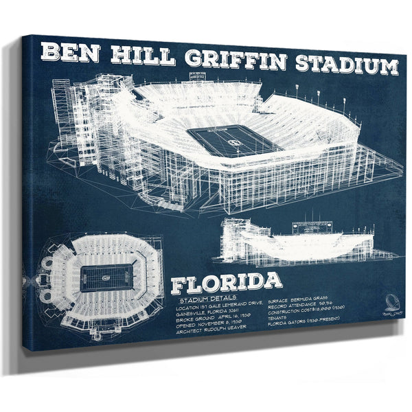 Ben Hill Griffin Stadium Art - University of Florida Print as a stretched canvas wrap with gallery wrapped edges