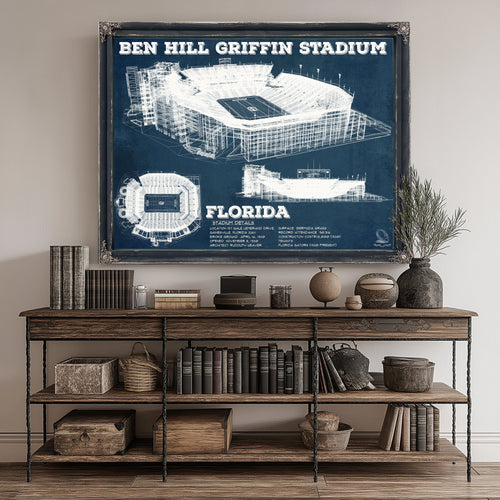 Ben Hill Griffin Stadium Art - University of Florida Print canvas print size guide 24x18 36x24 48x36 inches