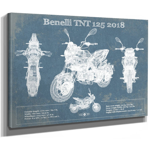 2018 Benelli TNT 125 Print as a stretched canvas wrap with gallery wrapped edges