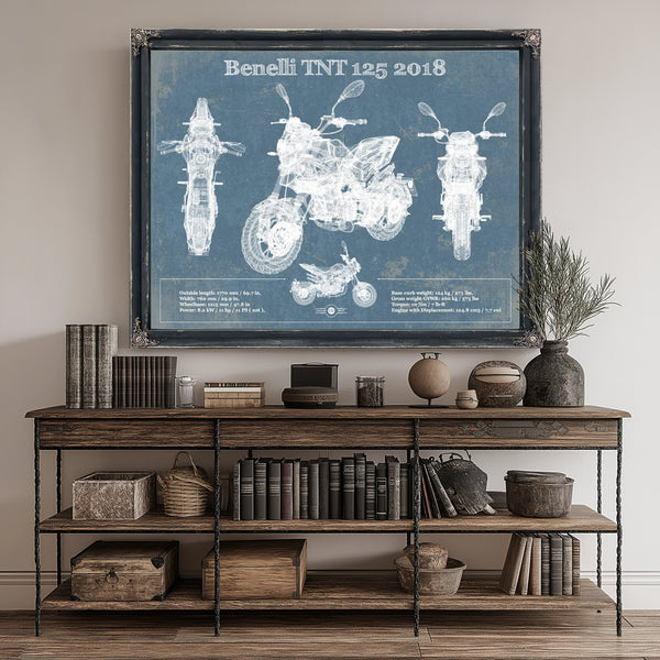 2018 Benelli TNT 125 Print canvas print size guide 24x18 36x24 48x36 inches