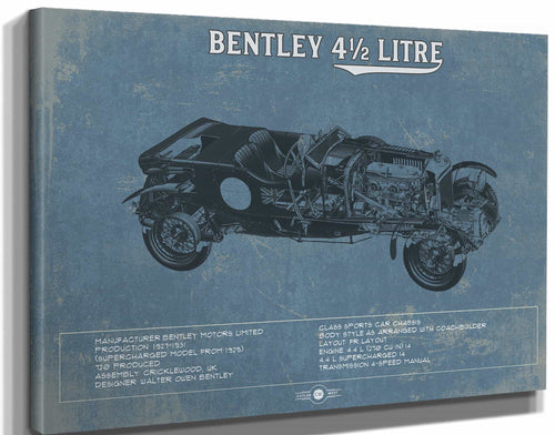 14" x 11" / Stretched Canvas Wrap Cutler West Bentley 4½ Litre Vintage Car Print