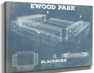 14" x 11" / Stretched Canvas Wrap Cutler West Blackburn Rovers FC Vintage Ewood Park Soccer Print