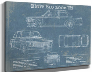14" x 11" / Stretched Canvas Wrap Cutler West BMW E10 2002 Tii Blueprint Vintage Auto Print