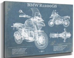 14" x 11" / Stretched Canvas Wrap Cutler West BMW R1200GS Blueprint Motorcycle Patent Print