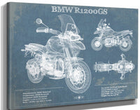 14" x 11" / Stretched Canvas Wrap Cutler West BMW R1200GS Blueprint Motorcycle Patent Print