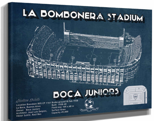 14" x 11" / Stretched Canvas Wrap Cutler West Boca Juniors F.C La Bombonera Stadium Soccer Print 2