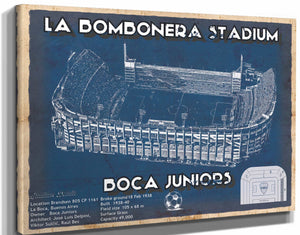 14" x 11" / Stretched Canvas Wrap Cutler West Boca Juniors F.C - La Bombonera Stadium Soccer Print