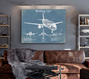 Cutler West Boeing 737 Vintage Aviation Blueprint Print - Custom Pilot Name Can Be Added