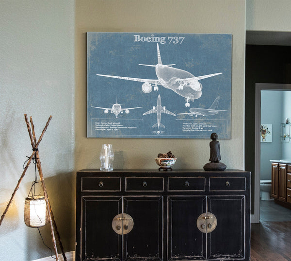 Cutler West Boeing 737 Vintage Aviation Blueprint Print - Custom Pilot Name Can Be Added