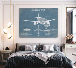 Cutler West Boeing 737 Vintage Aviation Blueprint Print - Custom Pilot Name Can Be Added
