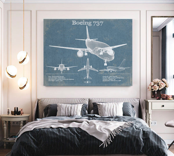 Cutler West Boeing 737 Vintage Aviation Blueprint Print - Custom Pilot Name Can Be Added