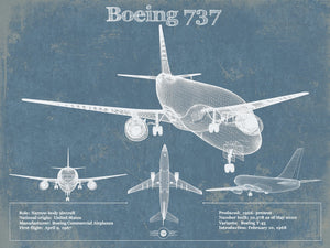 Cutler West Boeing 737 Vintage Aviation Blueprint Print - Custom Pilot Name Can Be Added