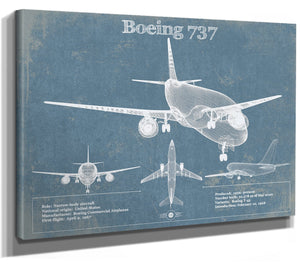 Cutler West Boeing 737 Vintage Aviation Blueprint Print - Custom Pilot Name Can Be Added