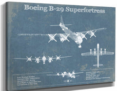 14" x 11" / Stretched Canvas Wrap Cutler West Boeing B-29 Superfortress Patent Blueprint Original Military Wall Art