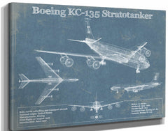 14" x 11" / Stretched Canvas Wrap Cutler West Boeing KC-135 Stratotanker Aviation Blueprint Print - Custom Pilot Name Can Be Added