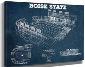 Boise State Broncos Art Vintage Boise State Stadium Blueprint Art Print