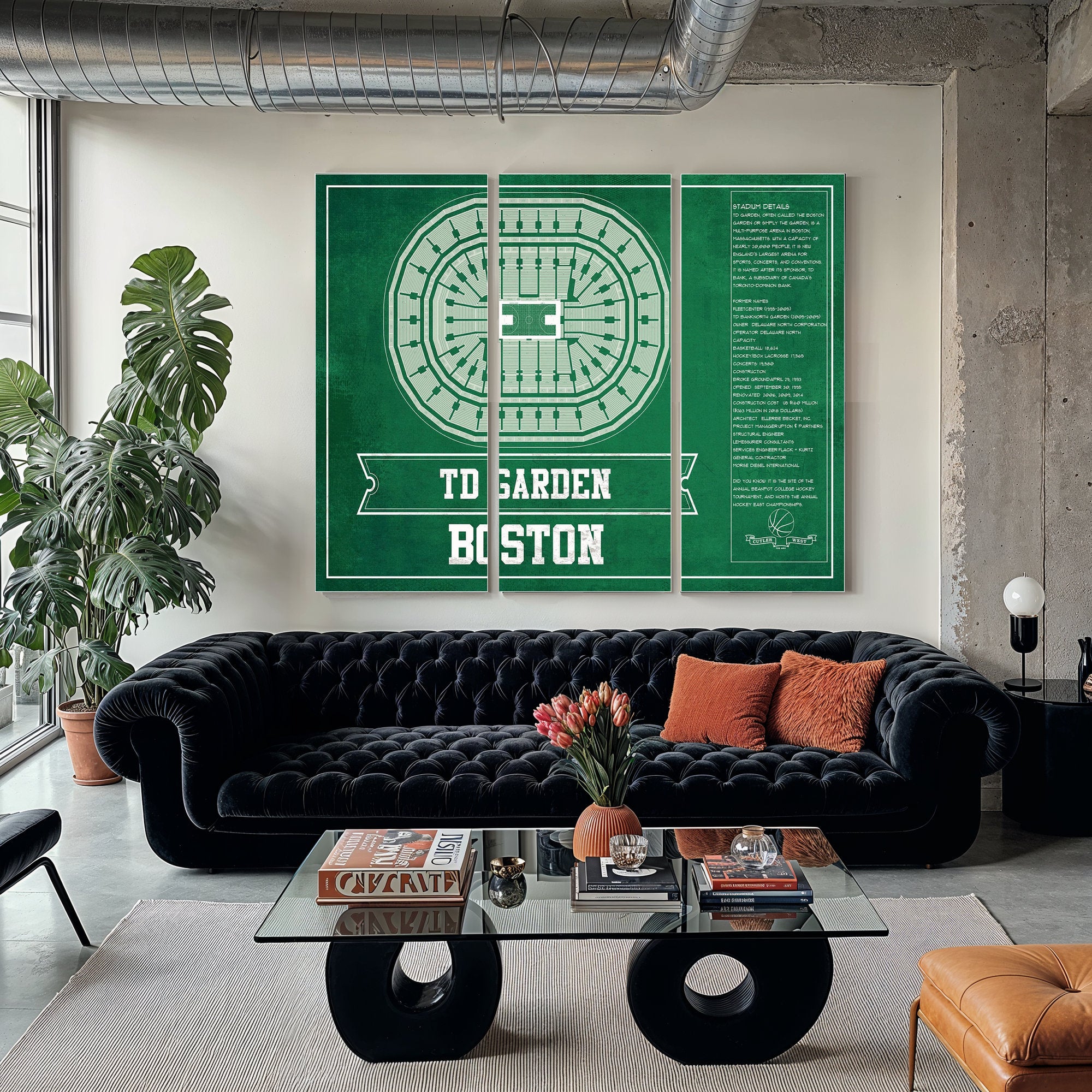 Boston Celtics - TD Garden Basketball Blueprint NBA Wall Art Print | C