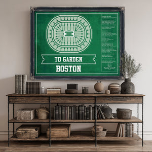 Boston Celtics - TD Garden Basketball Blueprint NBA Print canvas print size guide 24x18 36x24 48x36 inches