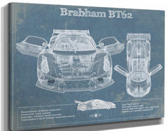 14" x 11" / Stretched Canvas Wrap Cutler West Brabham BT62 Blueprint Vintage Auto Print
