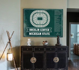 Cutler West Breslin Student Events Center - Michigan State Spartans NCAA College Basketball Team Color Blueprint Art