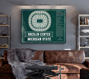 Cutler West Breslin Student Events Center - Michigan State Spartans NCAA College Basketball Team Color Blueprint Art