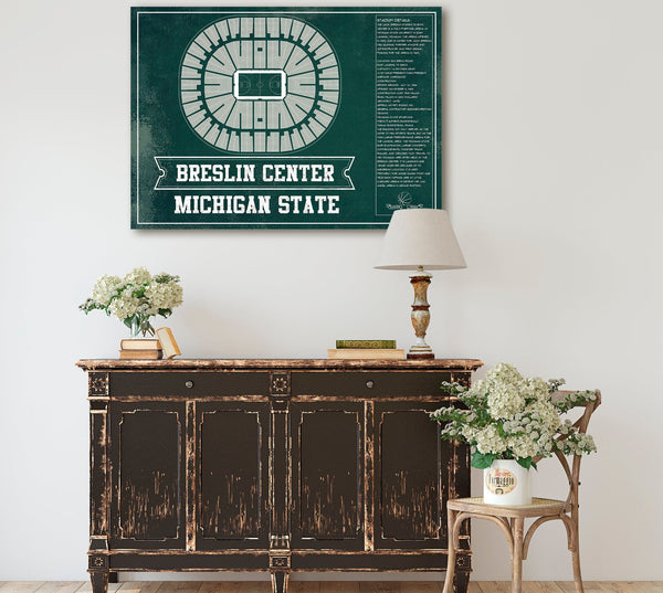 Cutler West Breslin Student Events Center - Michigan State Spartans NCAA College Basketball Team Color Blueprint Art