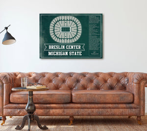 Cutler West Breslin Student Events Center - Michigan State Spartans NCAA College Basketball Team Color Blueprint Art