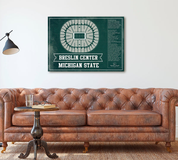 Cutler West Breslin Student Events Center - Michigan State Spartans NCAA College Basketball Team Color Blueprint Art