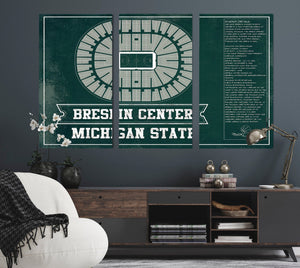 Cutler West Breslin Student Events Center - Michigan State Spartans NCAA College Basketball Team Color Blueprint Art