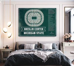 Cutler West Breslin Student Events Center - Michigan State Spartans NCAA College Basketball Team Color Blueprint Art