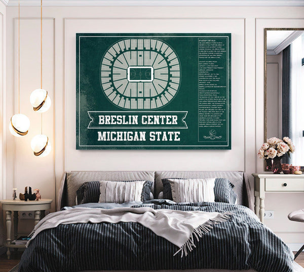 Cutler West Breslin Student Events Center - Michigan State Spartans NCAA College Basketball Team Color Blueprint Art