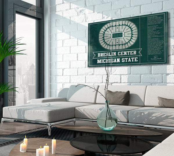 Cutler West Breslin Student Events Center - Michigan State Spartans NCAA College Basketball Team Color Blueprint Art