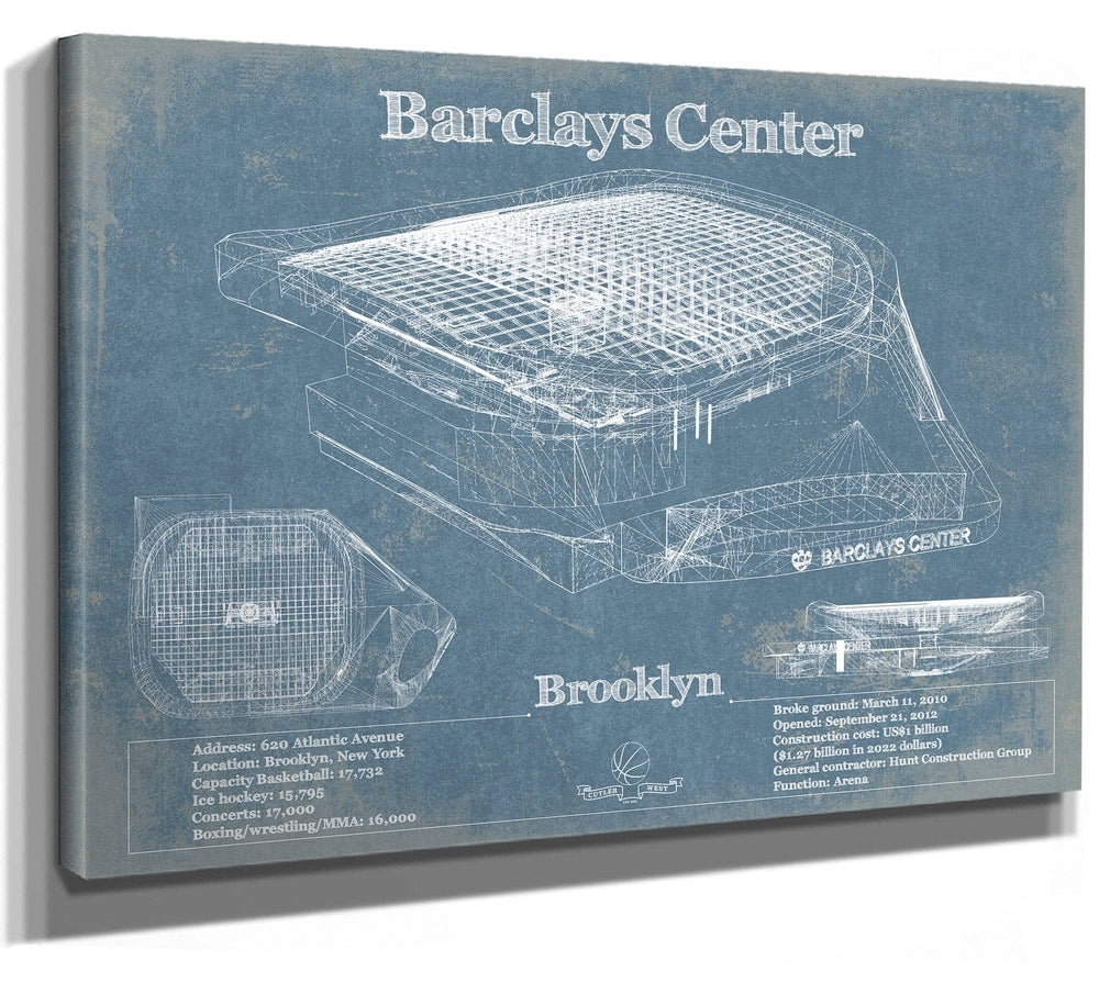 14" x 11" / Stretched Canvas Wrap Cutler West Brooklyn Nets - Vintage Barclays Center NBA Print