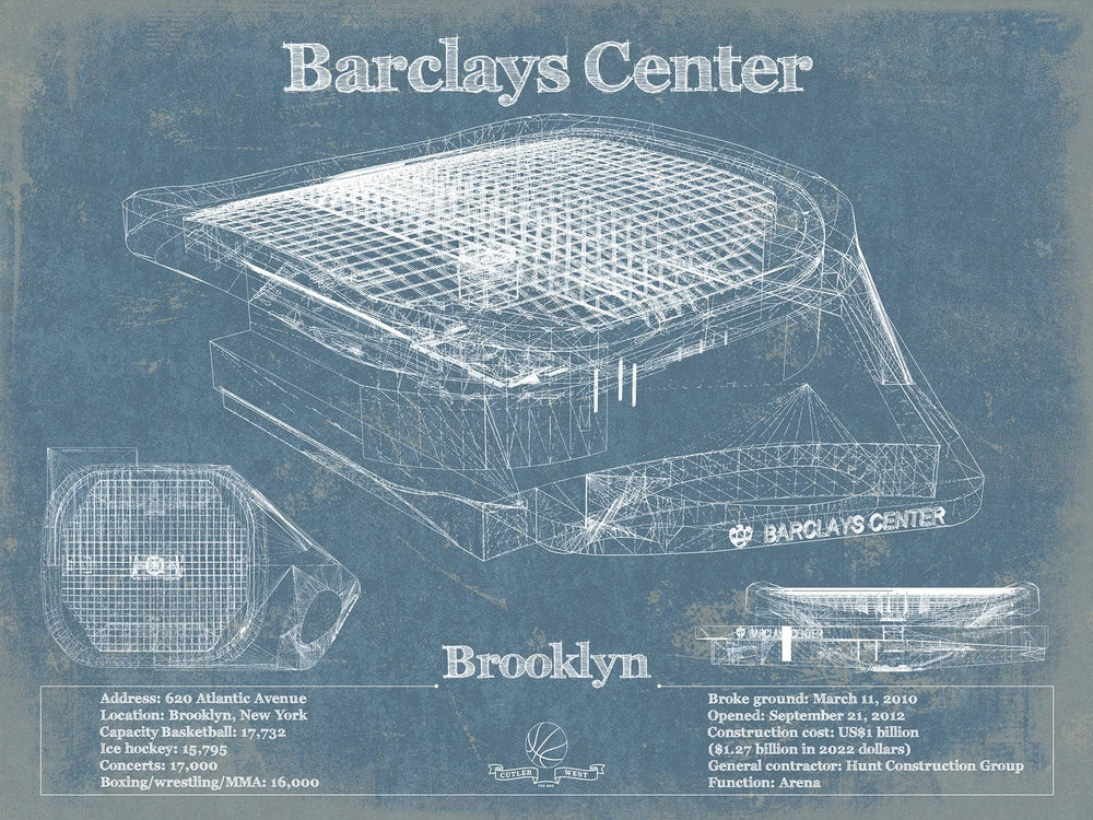 14" x 11" / Stretched Canvas Wrap Cutler West Brooklyn Nets - Vintage Barclays Center NBA Print