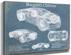 14" x 11" / Stretched Canvas Wrap Cutler West Bugatti Chiron Vintage Sports Car Print